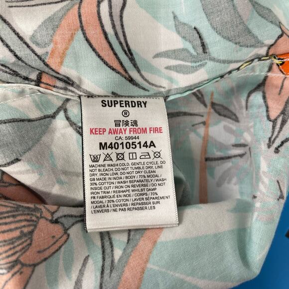 Superdry Men's Polo Shirt Size S Hawaiian Orange Vintage Button Up - Picture 9 of 12